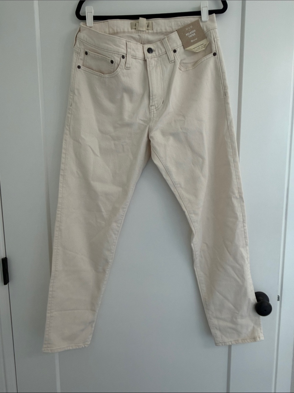 Madewell Cream High-Rise Straight Leg Jeans